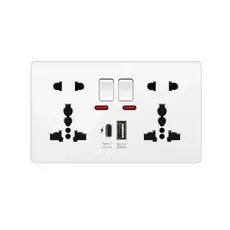 پریز و سوکت شهری جهانی 5 پین با شارژ سریع با 2 پورت USB