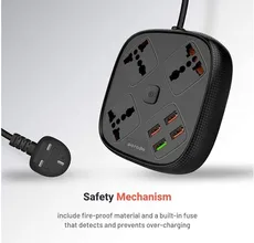 چند راهی برق و شارژر پرودو PORODO 4 USB 3 SOCKETS PD-SC3302 دارای ۴ پورت