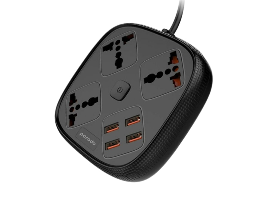 چند راهی برق و شارژر پرودو PORODO 4 USB 3 SOCKETS PD-SC3302 دارای ۴ پورت