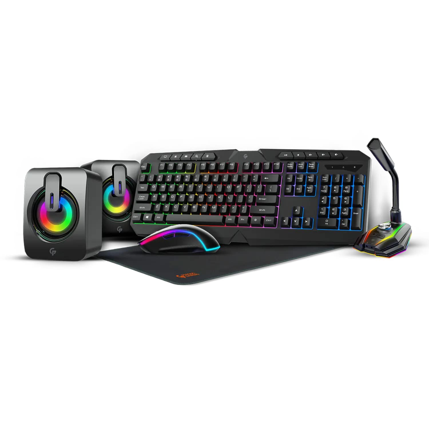 کیت  گیمینگ 5 کاره پرودو کیبورد، اسپیکر، میکروفون، ماوس رنگین کمانی مدل PDX215